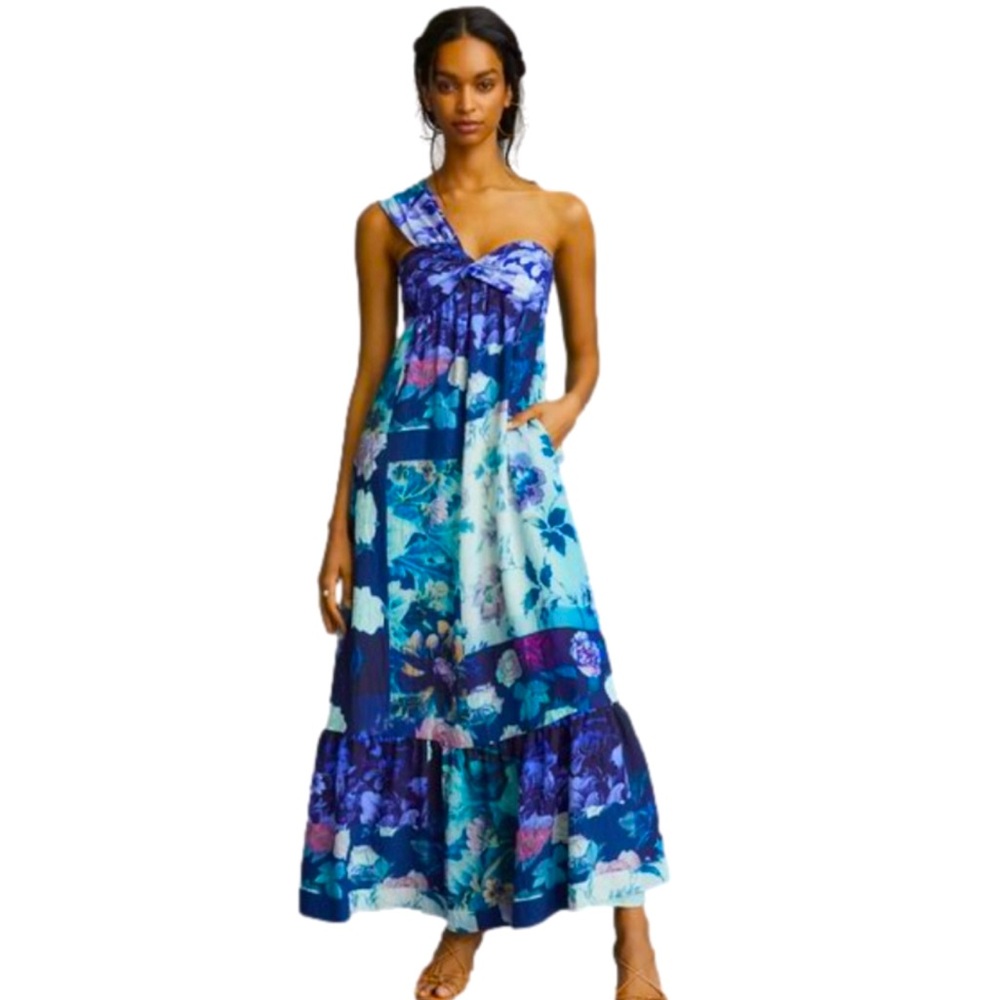 Anthropologie One Shoulder Floral Dress